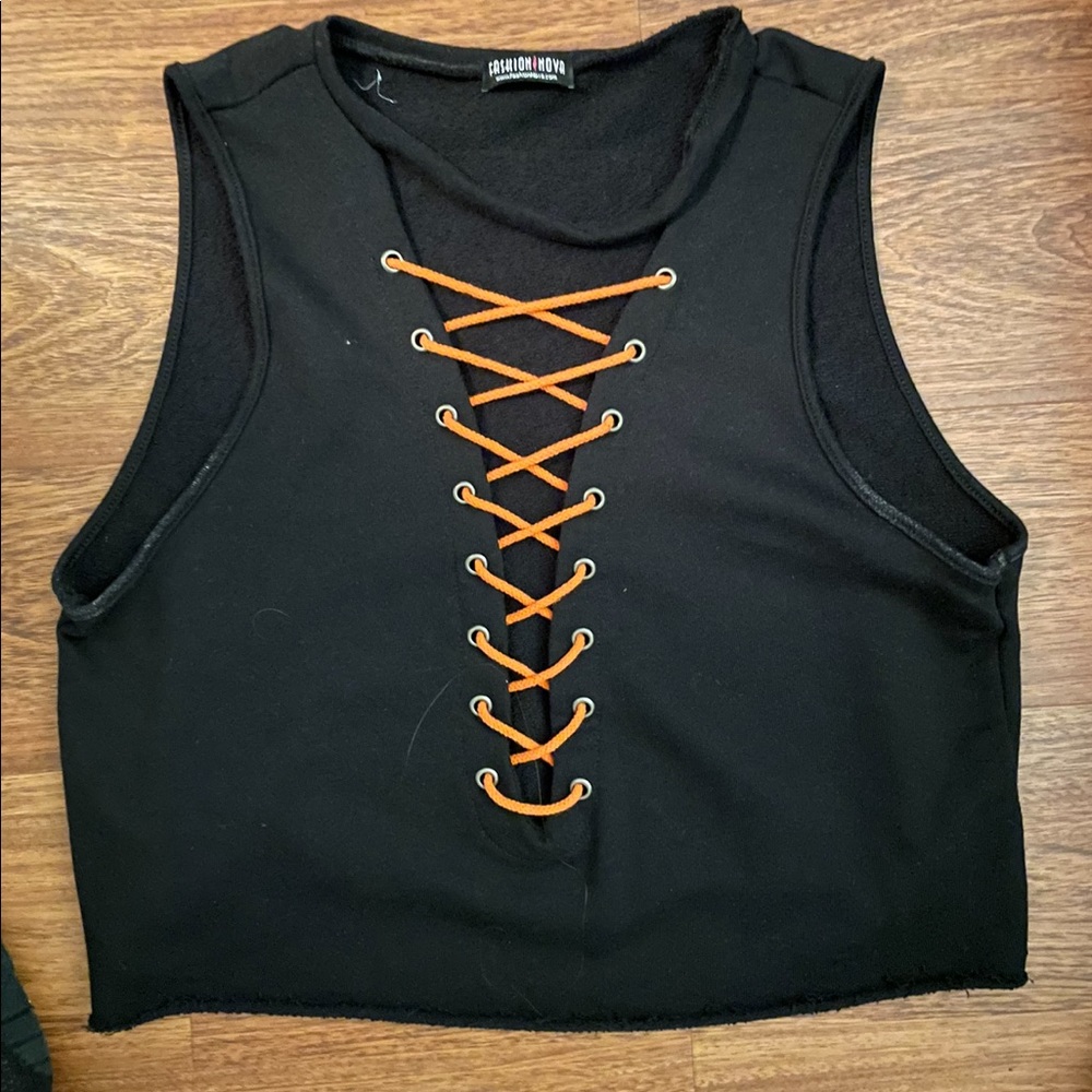 Worn once. Loose fitting crop top.